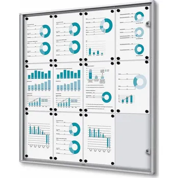 Jansen Display Interiérová vitrína Economy 12xA4, plechová záda, atest B1