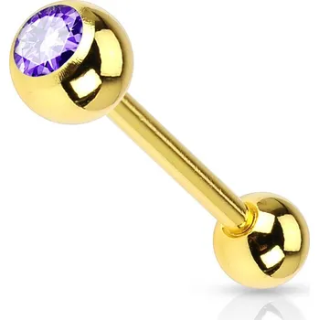 Piercing Šperky4U Pozlacený piercing do jazyku - světle fialový kamínek - PJ01030-TZ