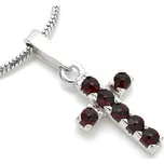 Zlatý přívěsek křížek český granát Lalay - Bílé zlato Au 585/1000