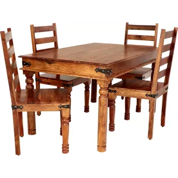 Jídelní set Kuchyňský set stůl a židle pro 4 osoby z indického masivu palisandr