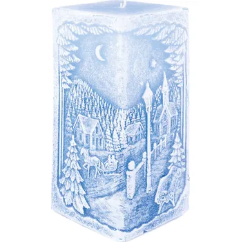 led svíčka Bartek Candles Dekorativní LED svíčka zimní krajina 14 cm modrá