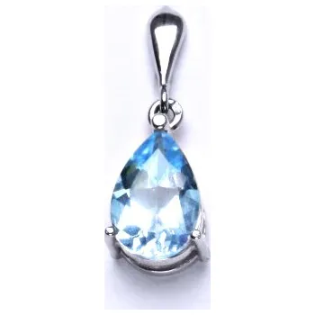 Přívěsek Stříbrný přívěsek slza, přírodní topaz sky - P 1360/22 (topaz 12x8 mm)