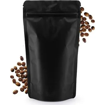 Sáček na potraviny Doypack ZIP | černý mat | ventil | metal.folie obsah 75g (110 x 185 + 65 mm)
