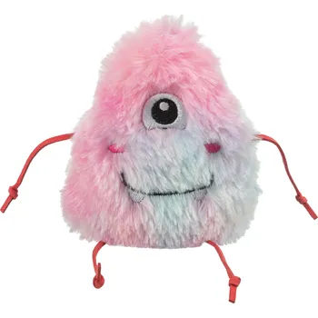 Hračka pro kočku Monster příšerka jednooká 12 cm, s catnipem, plyš, růžová/světlemodrá