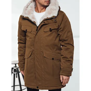 Pánská parka Pánská zimní parka s kapucí, tmavě béžová DStreet hnědá 3083134