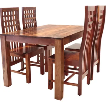 Jídelní set Kuchyňský stůl a židle set pro 4 osoby z masivního dřeva palisandr