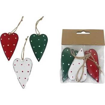 Vánoční dekorace Srdce k zavěšení, 3 ks K3762