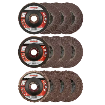 Brusný kotouč Sada 12 ks lamelových kotoučů HERMAN 125 mm na ocel (Kompletní sada 12 různých lamelových kotoučů o Ø125 mm)