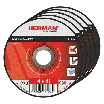 Brusný kotouč Řezný kotouč HERMAN 125 mm - 4+1 Zdarma na ocel (Balení ve fólii 4+1 Zdarma)