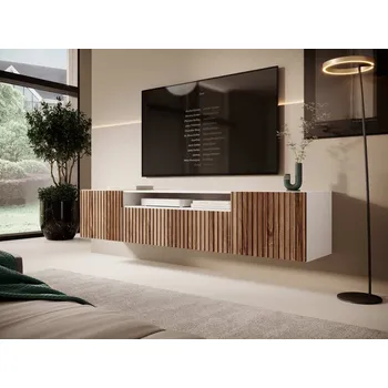 Televizní stolek Závěsný TV stolek Miro - Bílá/dub Catania