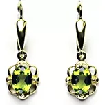 Zlaté náušnice, přírodní olivín, žluté zlato, NK 1140/20