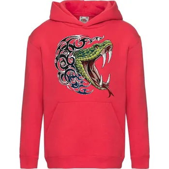 Chlapecká mikina detska-znackova-mikina-digitalni-potisk-tatoo-kobra Barva: Red - červená, velikost: 164