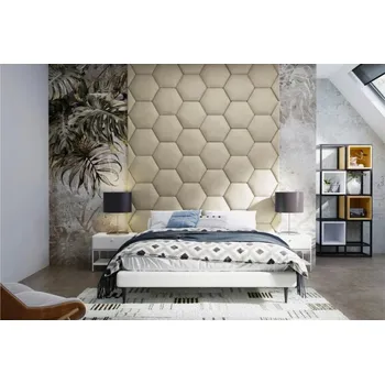 Předsíňová stěna Čalouněný panel Hexagon 5 cm - béžová 02