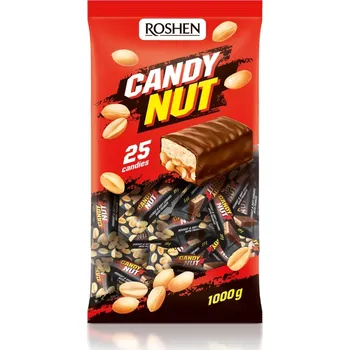 Čokoládová tyčinka Mini tyčinky ROSHEN CANDY NUT 1 kg - karamelové tyčinky s arašídy (25 ks) (karamelové mini tyčinky s arašídy / v čokoládě)