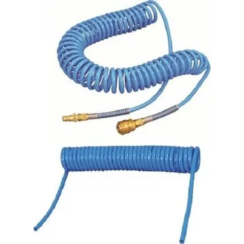 Zahradní hadice PU HADICE KR12 - 8/12 - 5 m, kroucená had. PU 98° k pneu. nářadí s koncovkami Aignep 2x 102700007