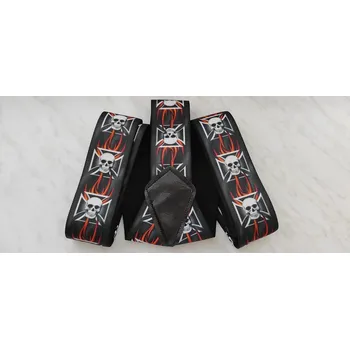 Kšandy Šle pánské motorkářské Lebky široké 50 mm Y 120 cm - červená