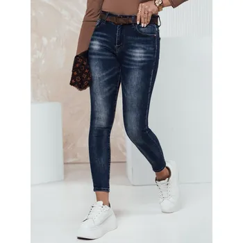 Dámské kalhoty Dámské jeansové kalhoty BLUEDEN s páskem DStreet modrá | bílá | hnědá 3070555