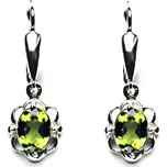 Zlaté náušnice, přírodní olivín, bílé zlato, NK 1140/20