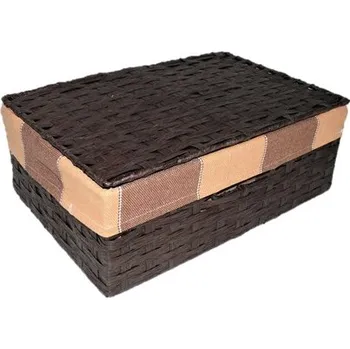 Úložný box Úložný koš s víkem tmavě hnědý 36x24 cm