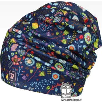Pokrývka hlavy Flísová čepice Dráče Yetti - vzor 06 - modrá - kytičky