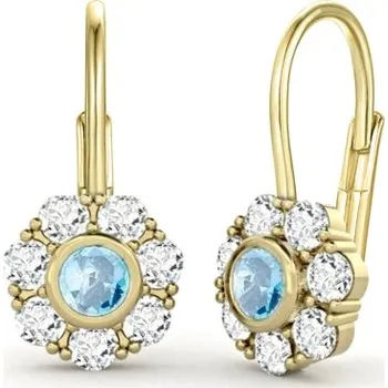 Náušnice Couple, Dívčí náušnice Pomněnka, žluté zlato s modrými zirkony, Patent dívčí, 585-66-3-0231.0Z00.0.00.103.07