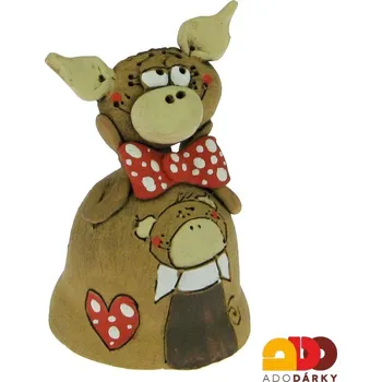 Zvonek na kolo Keramický zvonek prasátko 8cm (Zvonek z keramiky zvířátko)