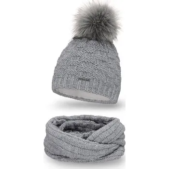 Čepice Pamami Dámský set čepice a šály Obuya světle šedá One size