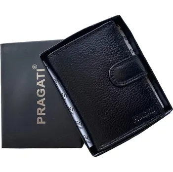 Peněženka PRAGATI Malá pánská kožená peněženka s přezkou pragati black