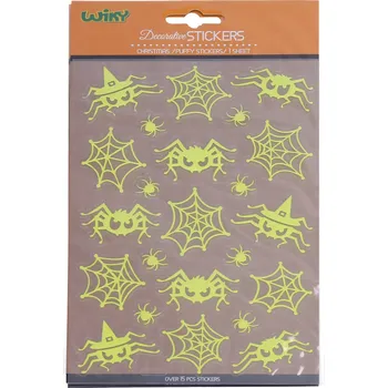 Party dekorace Wiky Nálepky svítící ve tmě 25x14,4 cm Pavouci