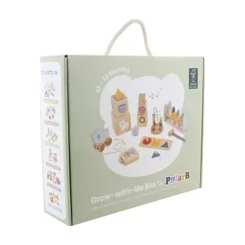 Dřevěná hračka Dřevěná vzdělávací sada pro batolata 12–18 měsíců PolarB Grow‑With‑Me Box