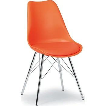 Jídelní židle Corping Plastová konferenční / jídelní židle s koženým sedákem CHRISTINE, oranžová