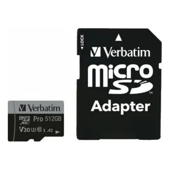 Paměťová karta Karta Micro SD MicroSDHC, MicroSDXC 512 GB Ne Verbatim, řada: Pro U3 512GB