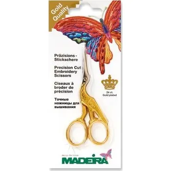 Krejčovské nůžky Vyšívací nůžky čáp (9cm) - zlaté - Madeira