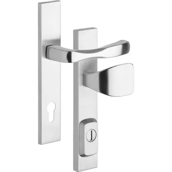 Dveřní kování ROSTEX Bezpečnostní kování BK RN1 MANDELO (nerez) Provedení: M PZ LI (klika levá/madlo pro FAB), Rozteč: 90 mm