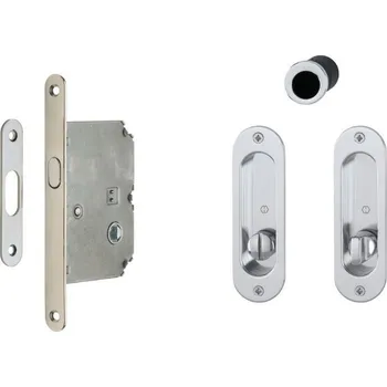 Mušle na posuvné dveře HOPPE - set 4930, s uzávěrem, oválné Chrom lesk Rozeta WC