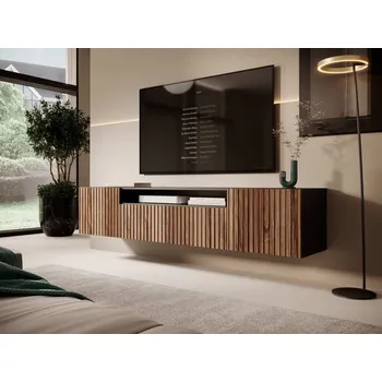 Televizní stolek Závěsný TV stolek Miro - Černá/dub Catania