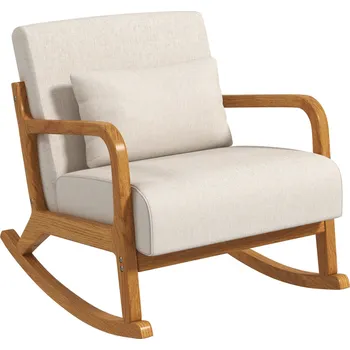 Křeslo Relaxační houpací křeslo | béžové+hnědé