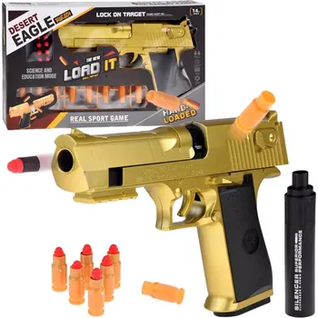 Dětská zbraň JOKO Dětská zbraň Eagle s tlumičem na pěnové náboje Šedá