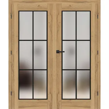 Interiérové dveře Dvoukřídlé dveře Miskant 1 - Falcové/Bezfalcové Javor šedý PREMIUM Pasiv - symetrické (jako aktivní křídlo) Bezfalcové