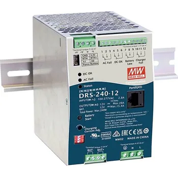 spínaný zdroj MEAN WELL DRS-240-12 síťový zdroj na DIN lištu 12 V 20 A 240 W Počet výstupů:1 x Obsah 1 ks