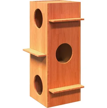 vidaXL Kočičí domeček voskově hnědá 43x43x90 cm masivní borové dřevo