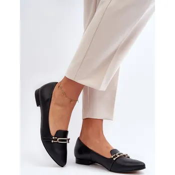 Dámské baleríny Zazoo 2885 Kožené baletky s ozdobou Černé Zazoo černá 3098003