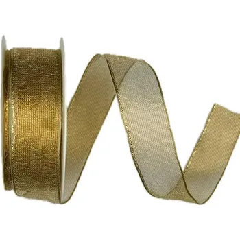 Stuha Stuha lurexová PLATINUM COPPER měděná 25mm x 2,5m (12,- Kč/m) (Stuha měděná, lurexová, průsvitná, s drátkem v lemu)