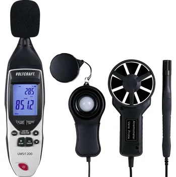 Domácí teploměr VOLTCRAFT UM5/1 200 teplotní adaptér, typ senzoru K, multifunkční měřič prostředí 5v1