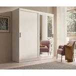 Šatní skříň s posuvnými dveřmi a zrcadlem Hailey - 180 cm Barva: Bílá