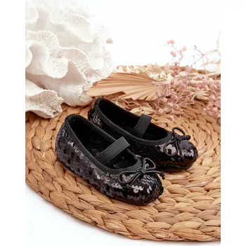 Dívčí baleríny FR1 Dětské baletky zdobené flitry Černé Weries Boto černá 3076541