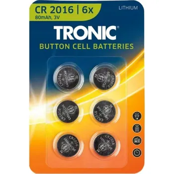 Článková baterie Tronic TRONIC® Knoflíkové baterie. 6 kusů (litiová baterie CR2016)