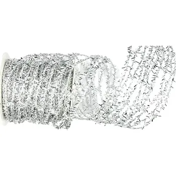 Stuha Ozdobné pletivo MOONLIGHT stříbrné 8cm x 3m (12,-Kč/m) (Vánoční ozdobné pletivo stříbrné, polypropylénové, lesklé)