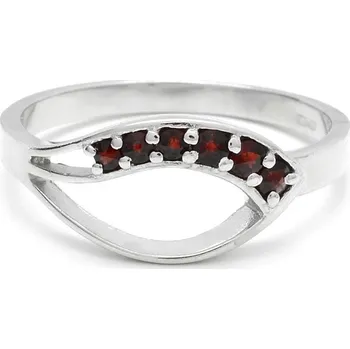 Prsten Stříbrný prsten vlnka český granát Manila - 50, Rhodiování