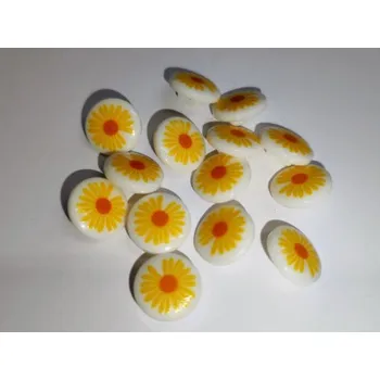 Knoflík Plastový knoflík s kytičkou 11mm